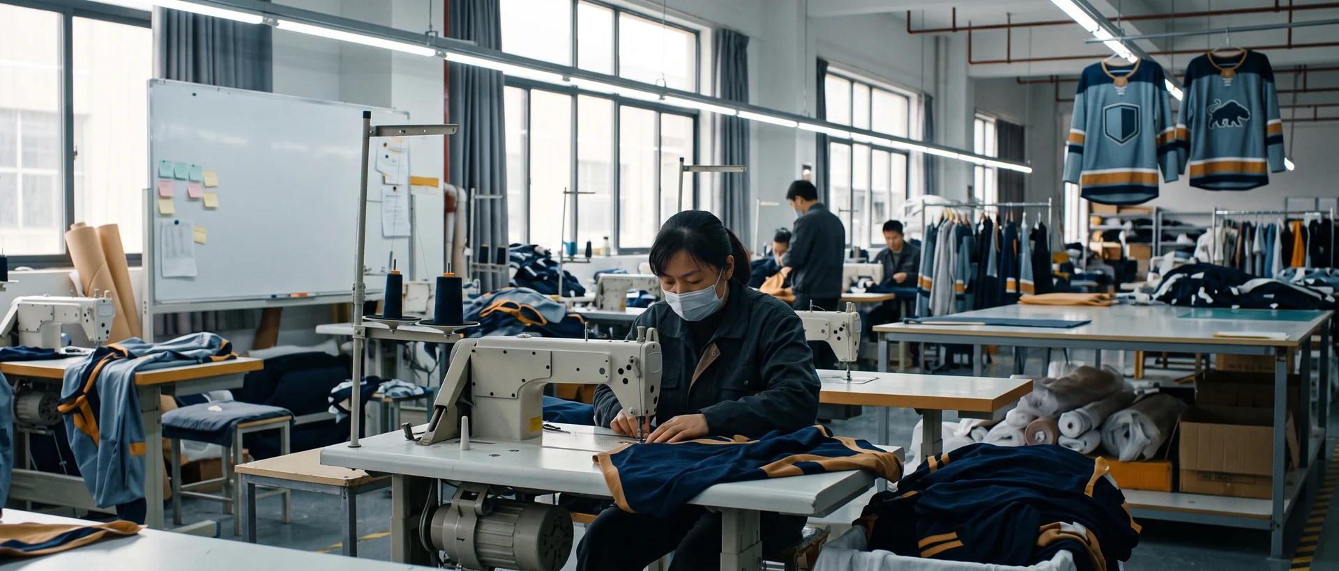 The production floor mid-run — a size change decided here is recorded for the next reorder, not forced into the current one