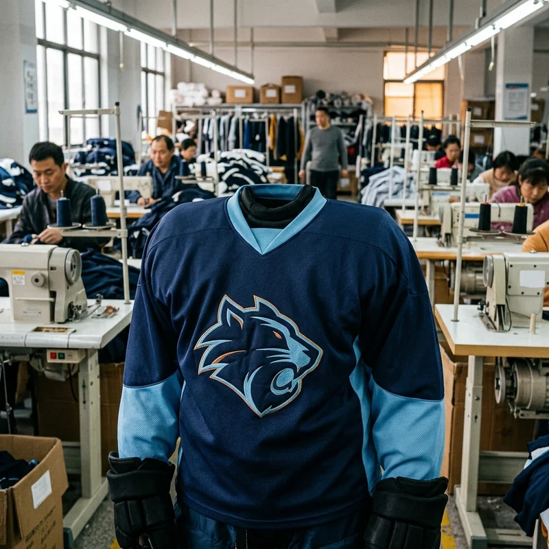 Youth goalie cut hockey jersey worn over chest protector