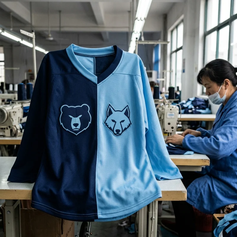 Reversible youth practice jersey showing both color sides