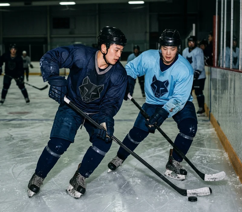 Reversible practice jerseys in two colors during a scrimmage